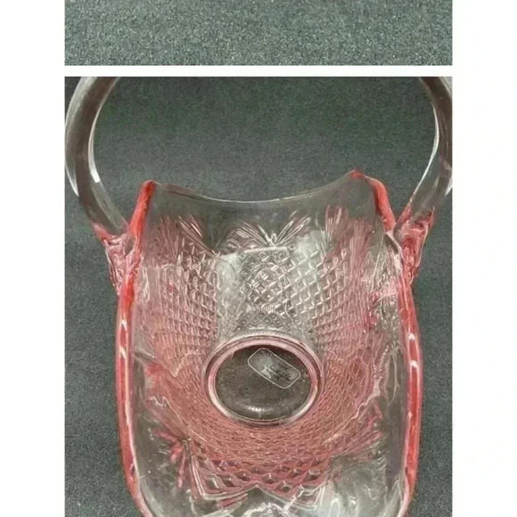 L.E. Smith vintage Pink Carnival Glass with  handle - Picture 4 of 10